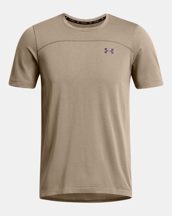 Men's UA Vanish Elite Seamless Wordmark Short Sleeve in Brown image number 3